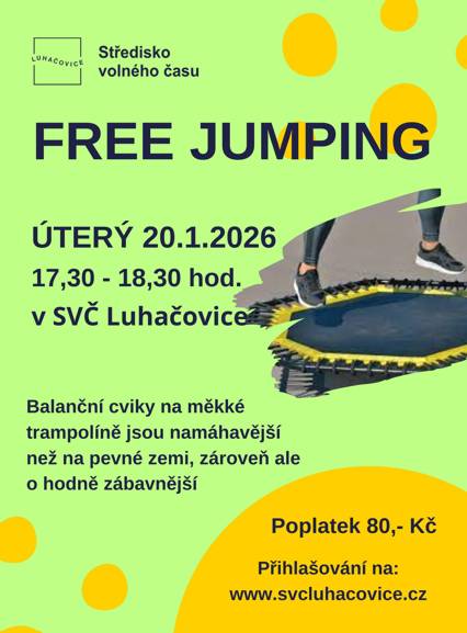 FREE JUMPING 20.1.2026 pořádá SVČ Luhačovice
