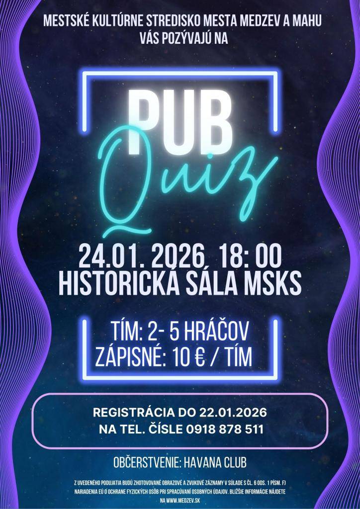 Mestské kultúrne stredisko pozýva na Pub Quiz