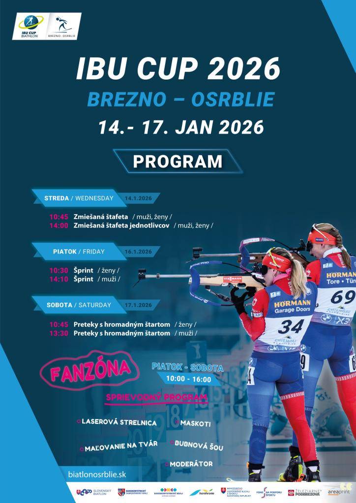 Medzinárodné športové podujatie IBU CUP 2026 sa v našom regióne uskutoční 14.-17. januára 2026 v Národnom biatlonovom centre v Osrblí.