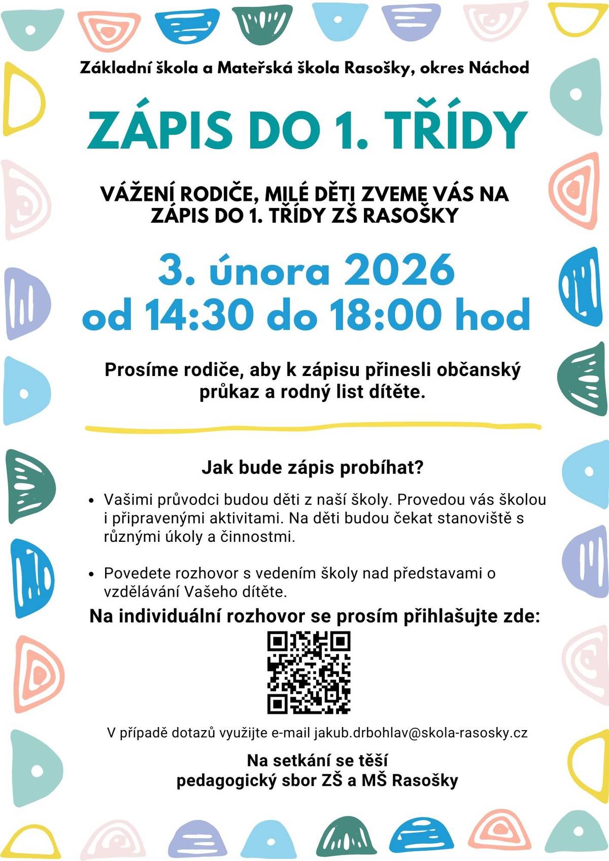 Zápis do 1. třídy ZŠ Rasošky