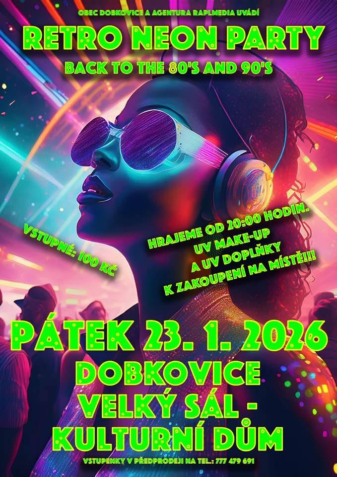 Srdečně vás zveme na RETRO PÁRTY, kterou pořádá obec Dobkovice., Kultura Dobkovice  a agentura Raplmedia. Akce se uskuteční ve Velkém sále kulturního domu a slibuje zábavu v retro stylu. Vstupenky je možné zakoupit předem na telefonu 777 479 691.