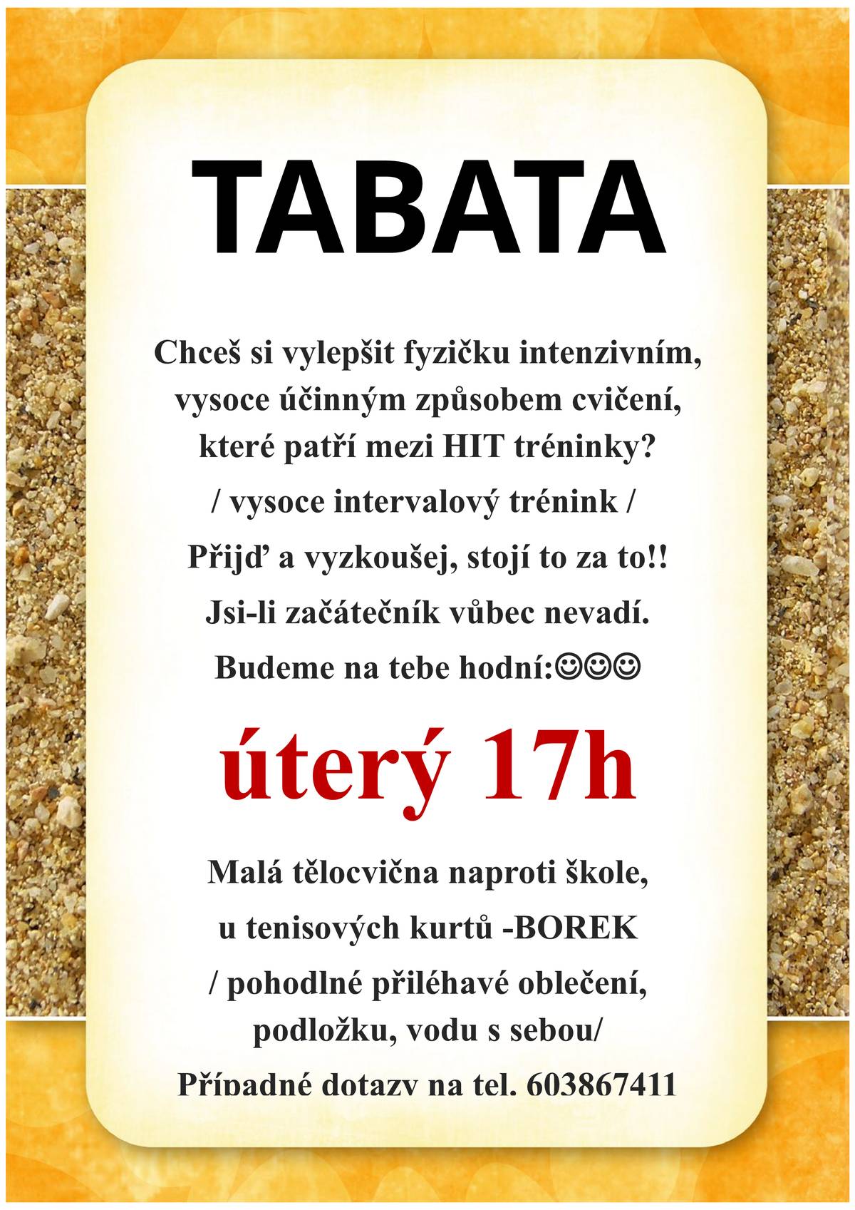 Dobrý den všem. Dovolte mi, abych Vás tímto pozval na pravidelné cvičení s cvičitelkou paní Janou Kojanovou. Bližší informace viz. přiložené letáky. S přáním hezkého dne Jaroslav Novák - starosta obce Borek.