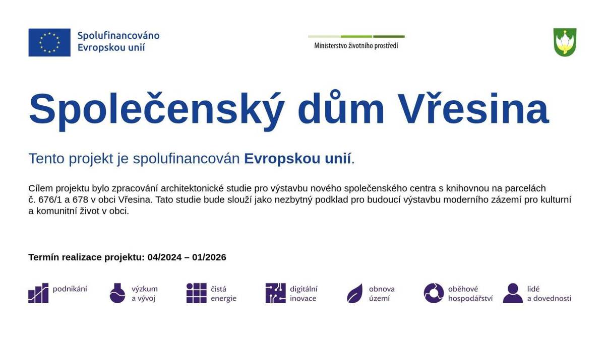 Projekt Společenský dům Vřesina