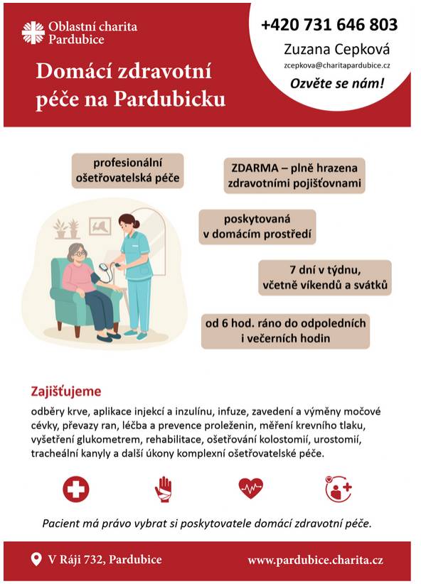Tato služba je hrazena z veřejného zdravotního pojištění a poskytujeme ji bezplatně především seniorům, dlouhodobě nemocným či lidem po operaci, kteří potřebují odbornou péči v domácím prostředí.