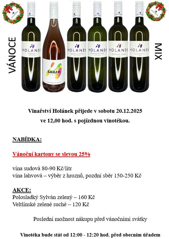 Nabídka – pojízdná vinotéka – 20.12.2025
