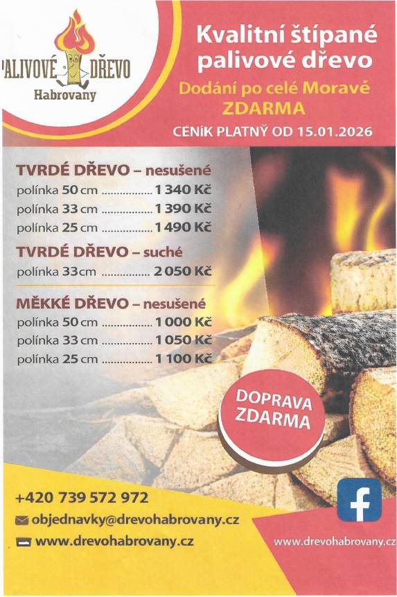 Společnost Dřevo Habrovany nabízí občanům dodání štípaného palivového dřeva, tvrdého i měkkého a také suchého s dopravou ZDARMA a rychlým dodáním až k Vám domů.  Objednávejte na telefonním čísle : 739 572 972, nebo na www.drevohabrovany.cz.