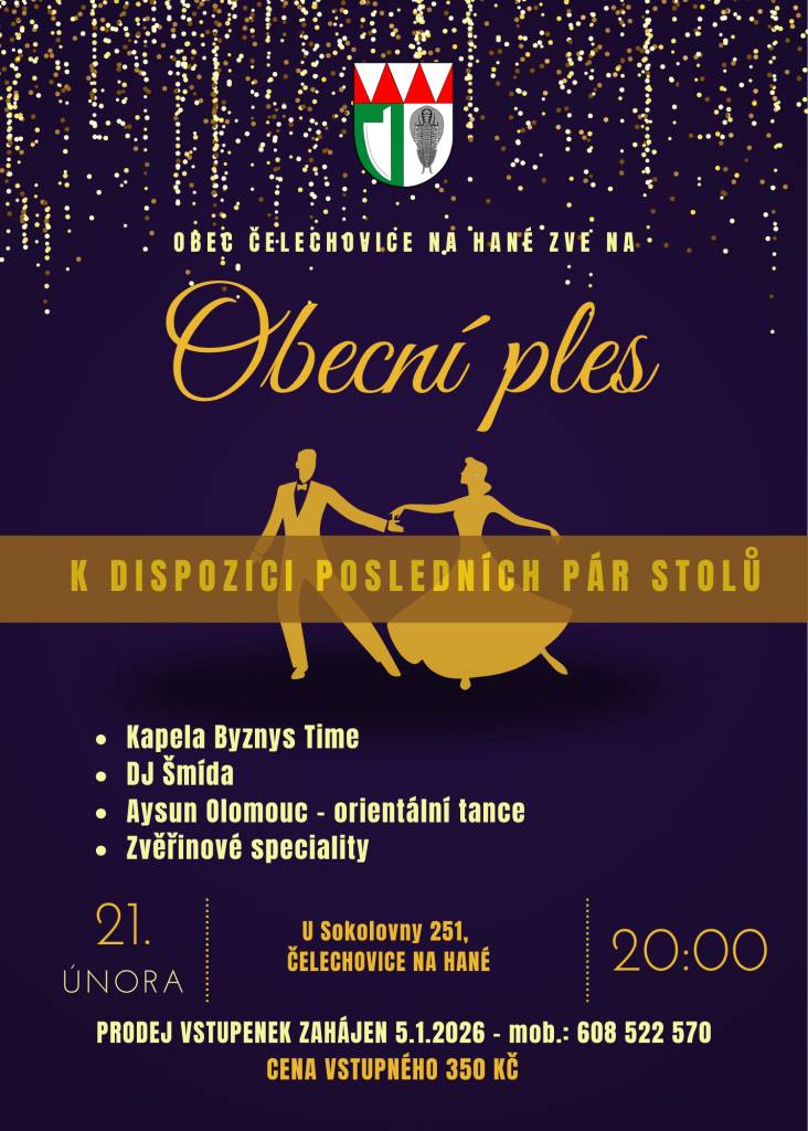 Pozvánka na obecní ples - Čelechovice na Hané
