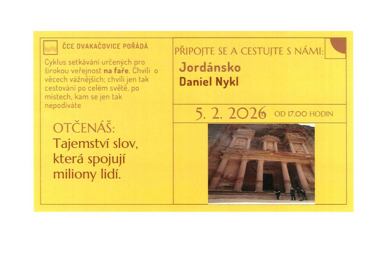 Srdečně Vás zve ČCE Dvakačovice.