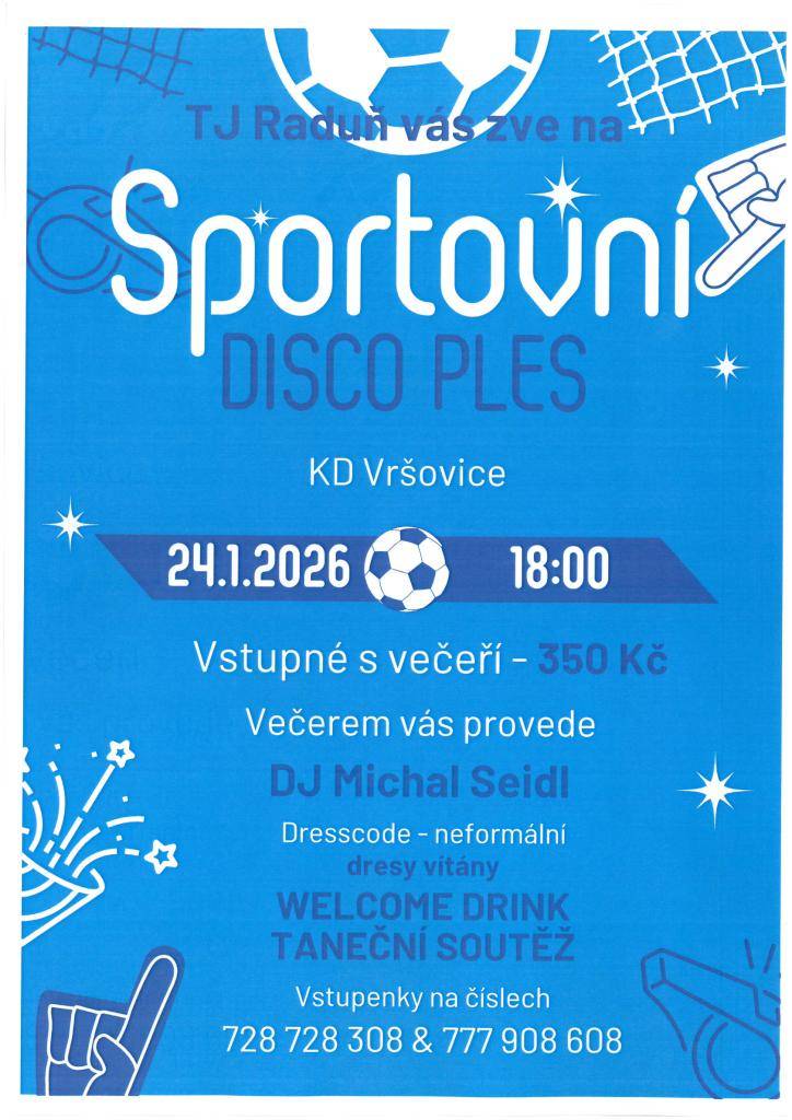 TJ Raduň vás zve na Sportovní dicso ples!