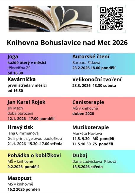 Program akcí knihovny Bohuslavice
