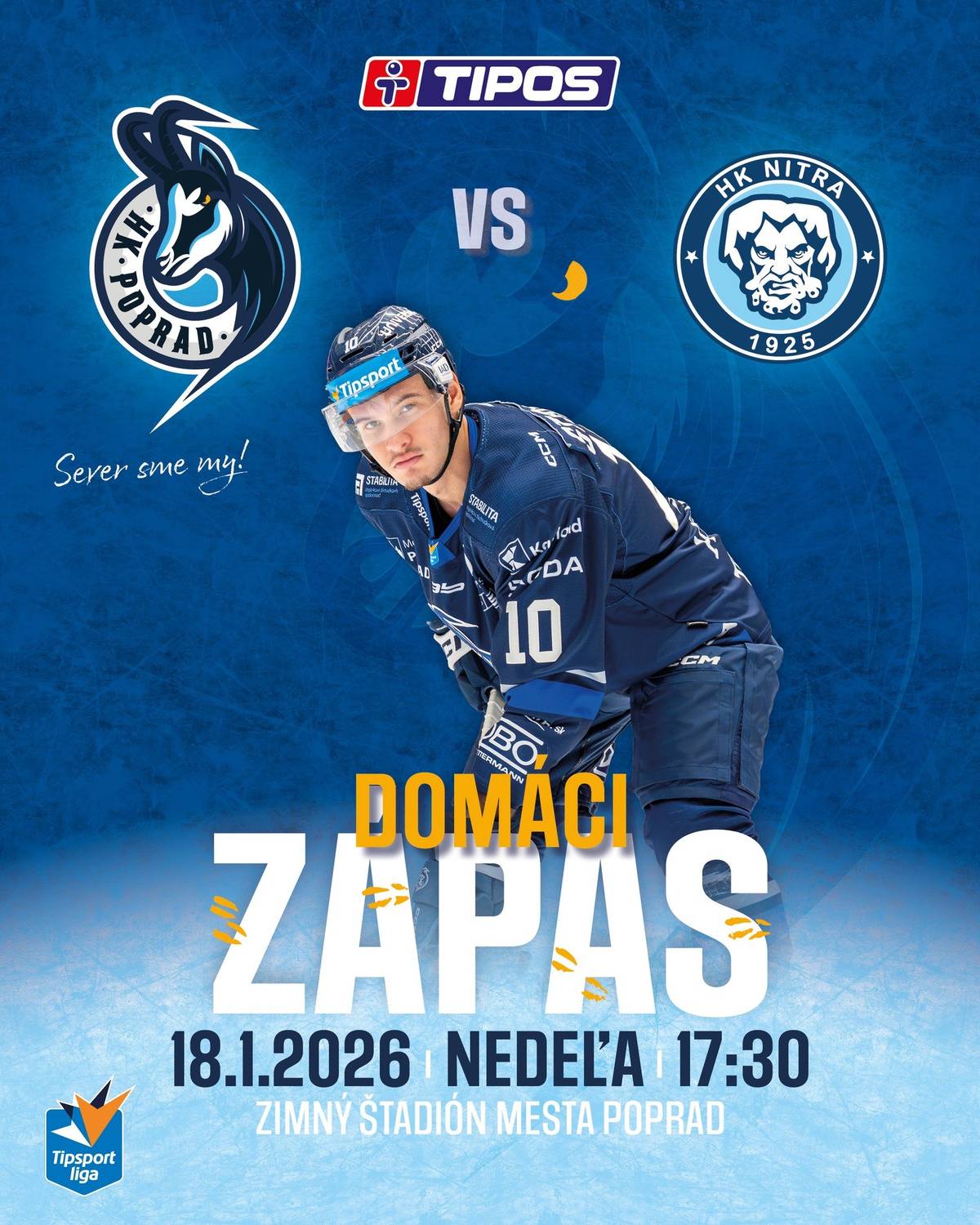 🏒Popradskí hokejisti odohrajú ďalší domáci zápas už dnes, a to v nedeľu 18. januára o 17.30 hod. 👉V rámci 40. kola Tipsport ligy privítajú na ľade Zimného štadióna mesta Poprad tím HK Nitra. 💪Tento duel býva vždy lákadlom. Bude tomu tak aj tentoraz a prídete kamzíkov povzbudiť?