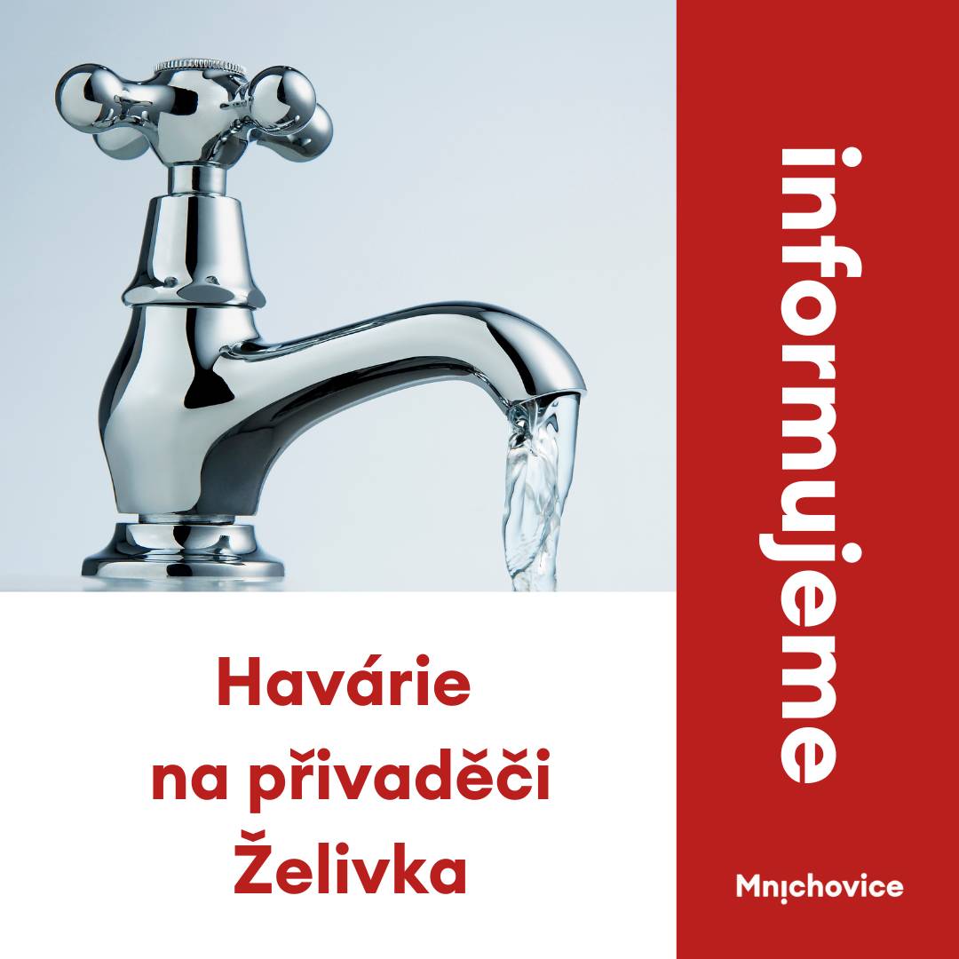 Vážení občané, informujeme Vás o probíhající havárii na vodovodním přivaděči Želivka ve správě I.T.V. CZ. Oprava bude vyžadovat uzavření řadu a dojde k přerušení dodávky vody v lokalitě Myšlín. O termínu opravy Vás budeme předem informovat.  V rámci této havárie dochází k úniku vody v ulici Jiráskova u Jánského náměstí. Údržba komunikace je zajištěna.