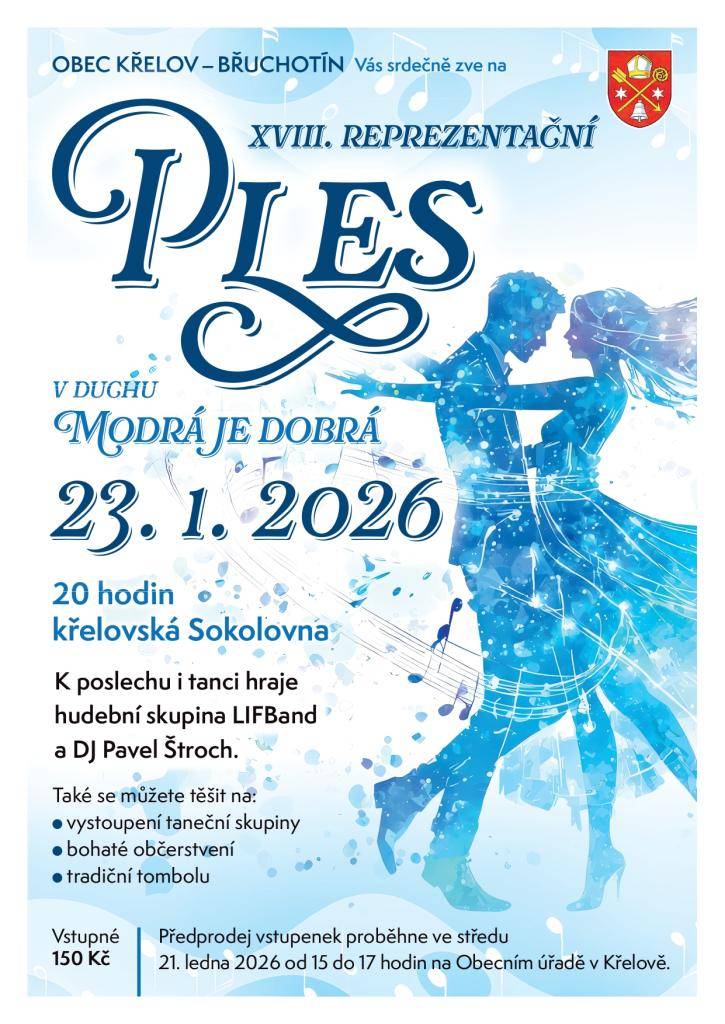 Obec Křelov - Břuchotín Vás srdečně zve na XVIII. Reprezentační ples