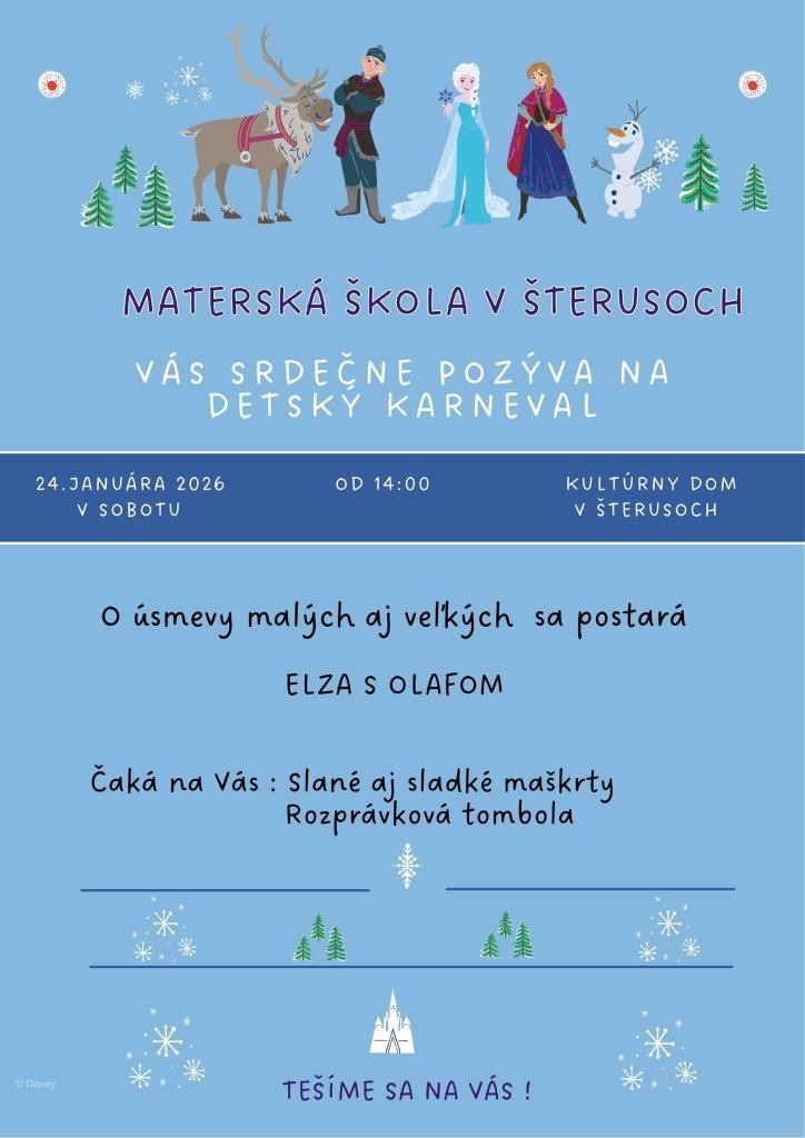 Dňa 24.01.2026 od 14:OO hod.  KD v Šterusoch