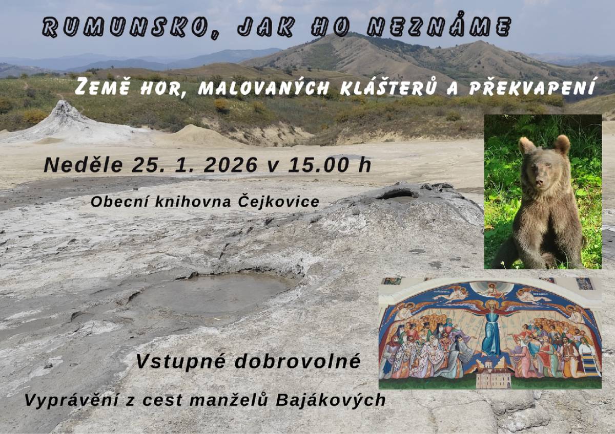 Kdy: neděle 25.01.2026 v 15:00  Kde: Obecní knihovna Čejkovice