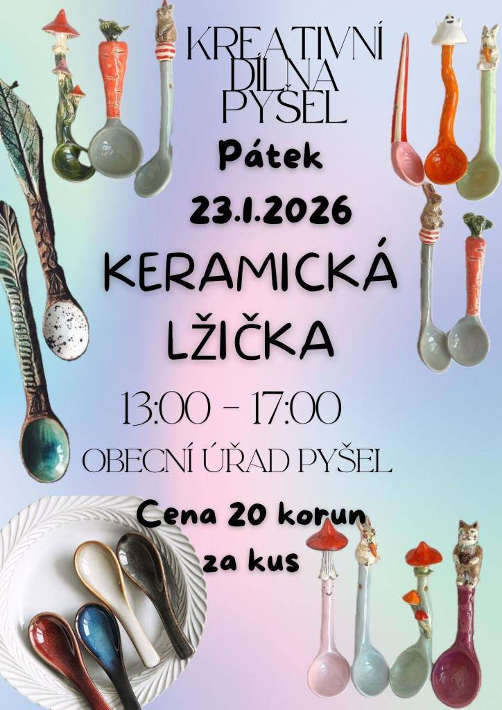 První letošní kreativní dílna na obecním úřadě v Pyšele.  Bude se tvořit z hlíny a je to vhodné pro kohokoliv. Originální čajová lžička.
