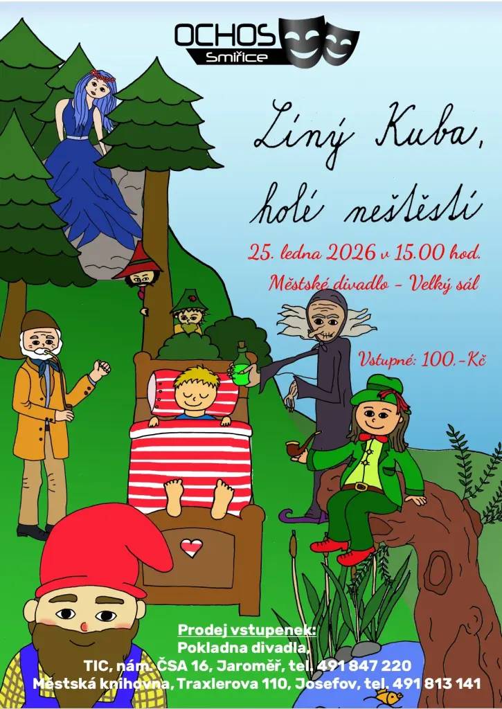 Veselá pohádka pro dospělé i děti, ve které kouzelný dědeček, loupežníci, trpaslík, vodník a samozřejmě i čarodějnice pomůžou Kubovi od jeho lenosti.