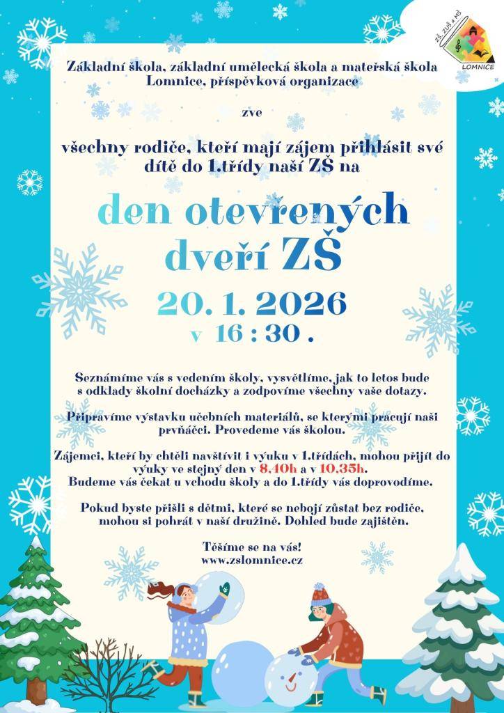 Den otevřených dveří v ZŠ Lomnice