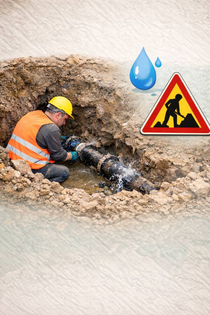 V ulici Skřivanská u č.p. 47 probíhají opravy vodovodní přípojky.