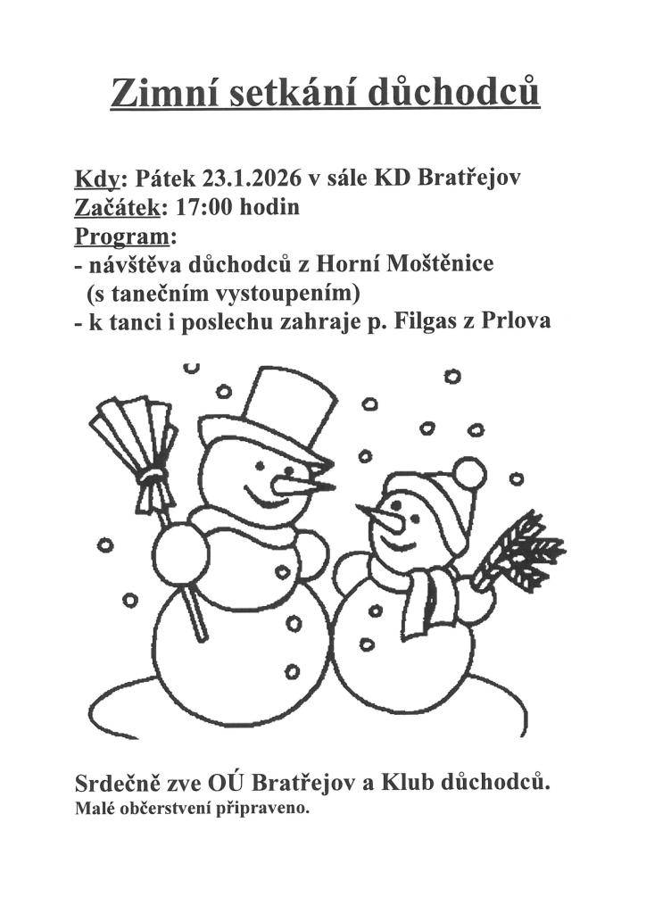 setkání důchodců 23.ledna 2026 v 17hodi