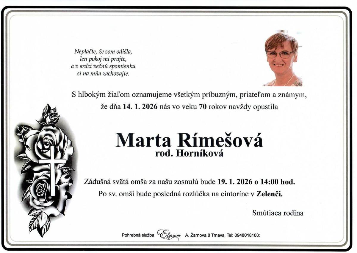p. Marta Rímešová, rod. Horníková