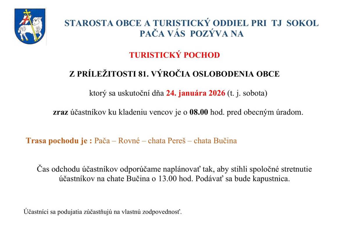 dňa 24. januára 2026  Zraz účastníkov ku kladeniu vencov je o 8.00 h. pred obecným úradom