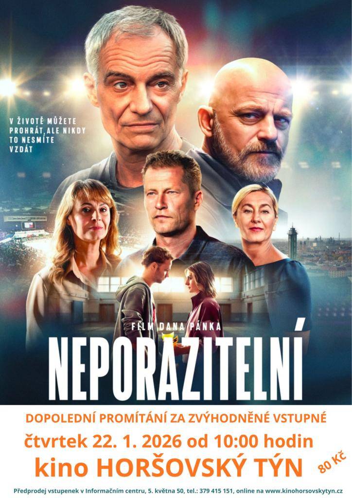 Dopolední promítání filmu Neporazitelní za zvýhodněné vstupné v kinosále H. Týn.