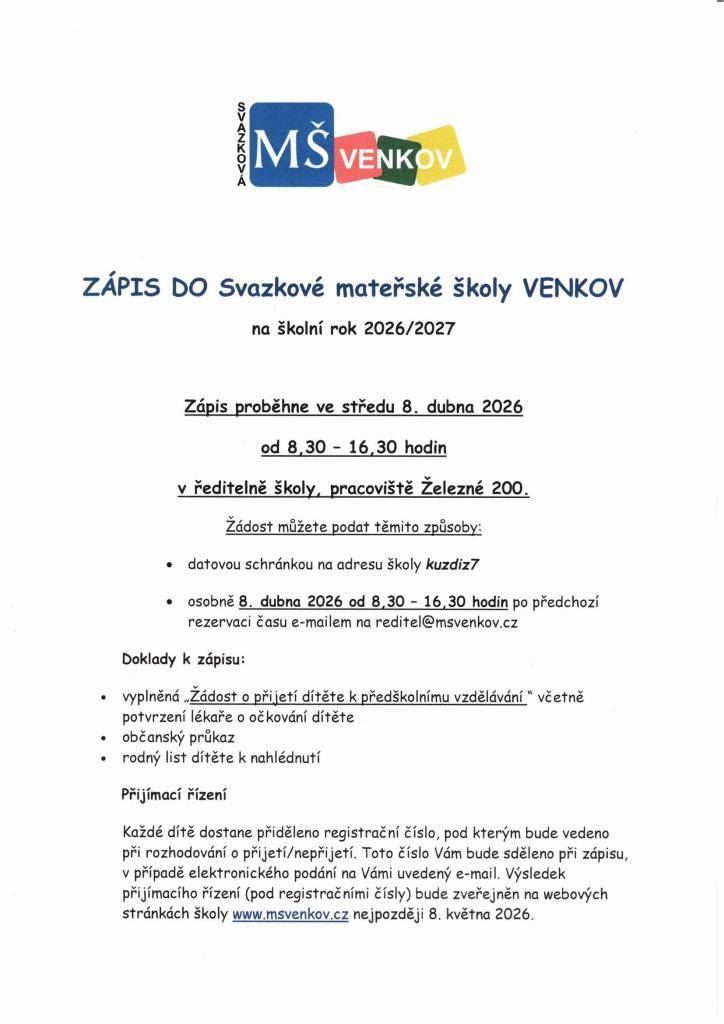 KDY: 8.dubna od 8:30 - 16:30 hodin  Podrobnější informace v příloze