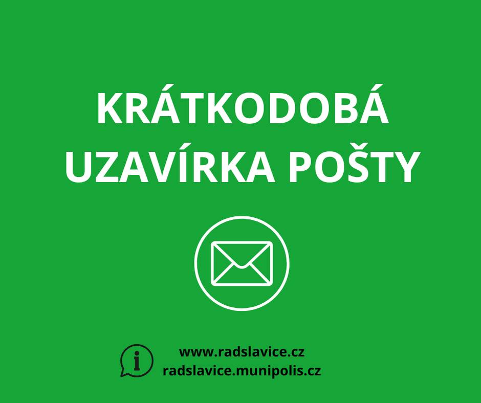 Vážení spoluobčané, informujeme vás, že z provozních důvodů bude naše místní pobočka České pošty v úterý 20. ledna 2026 bude uzavřena na nezbytně nutnou dobu. 📦 Kde si vyřídíte své záležitosti? Po dobu uzavírky budou veškeré služby (včetně vyzvednutí uložených zásilek) zajištěny na pobočce Přerov 2.   Adresa: Kratochvílova 114/4, 750 02 Přerov   Termín: 20. 1. 2026   🕒 Otevírací doba pobočky Přerov 2:  8:00 - 18:00  Děkujeme za pochopení.