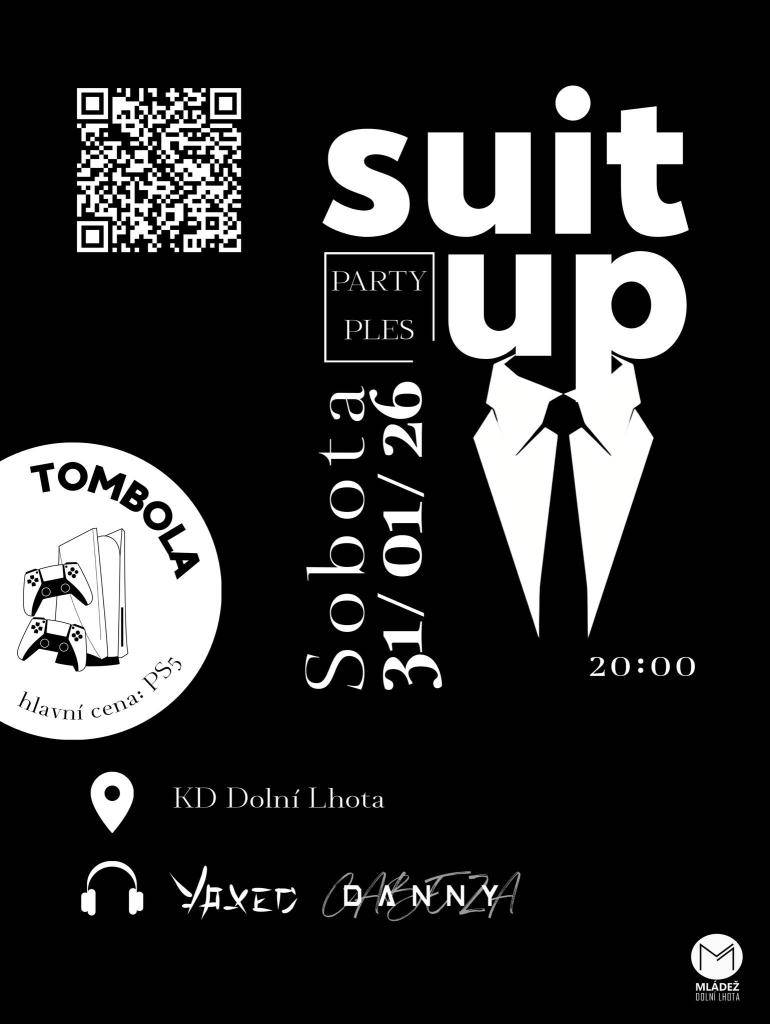 Mládež Dolní Lhota srdečně zve na ples, který se koná 31. 1. 2026 v sále KD Dolní Lhota od 20 hodin.