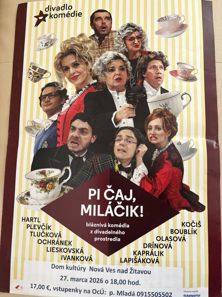 Divadelné predstavenie v Novej Vsi nad Žitavou dňa 27.3.2026 o 18:00 hod. Vstupné 17,- eur