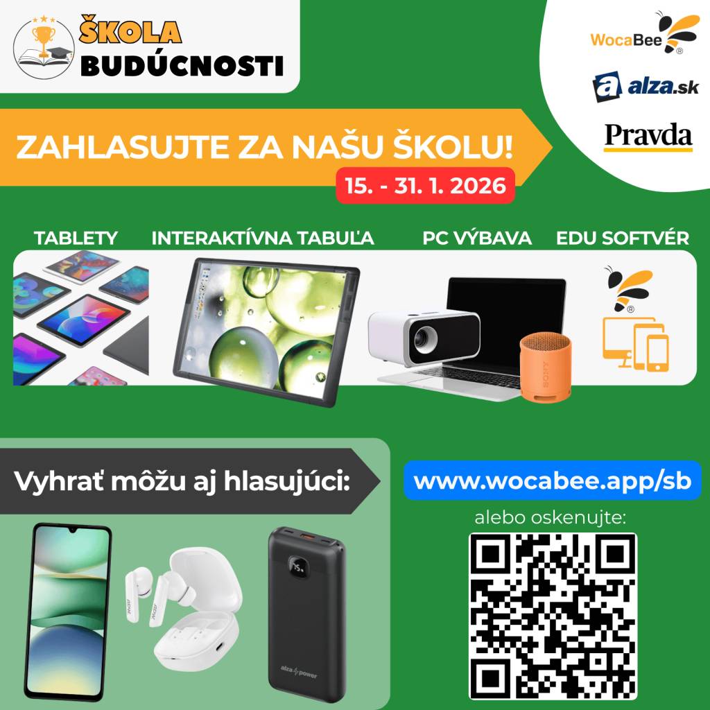 Milí priatelia,   ZŠ Žirany má šancu vyhrať výbavu pre moderné vyučovanie!  Poprosíme Vás o zahlasovanie (online) v období 15. – 31. 1. 2026!
