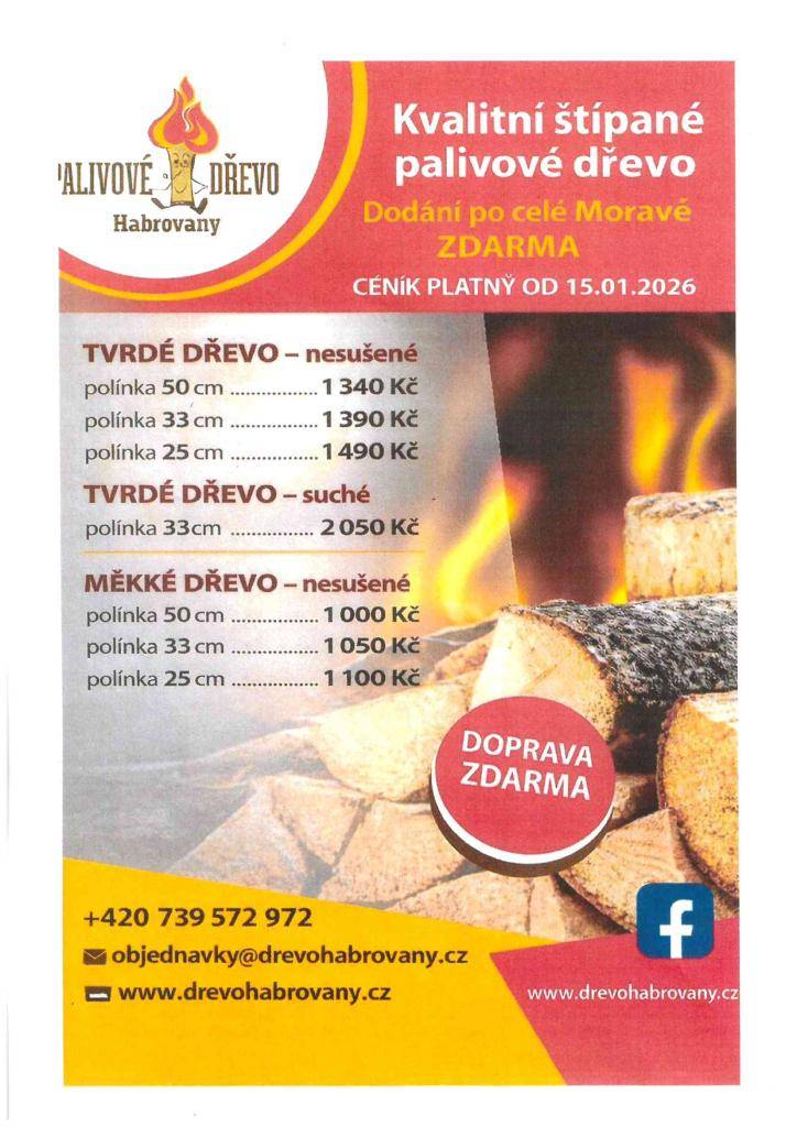 Společnost Dřevo Habrovany nabízí občanům dodání štípaného palivového dřeva, tvrdého i měkkého a také suchého s dopravou ZDARMA a rychlým dodáním až k Vám domů.  Objednávejte na telefonním čísle : 739 572 972, nebo na www.drevohabrovany.cz.