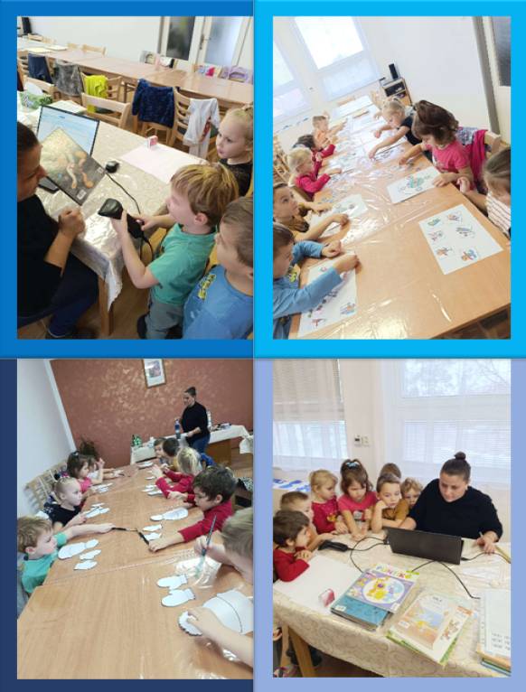 Když je venku zima, kniha nás v teple zabaví - zimní hrátky a zimní sporty v Obecní knihovně v Krchlebech, to byl další díl našeho programu na rozvoj předčtenářských dovedností, který pro nás připravila paní knihovnice.