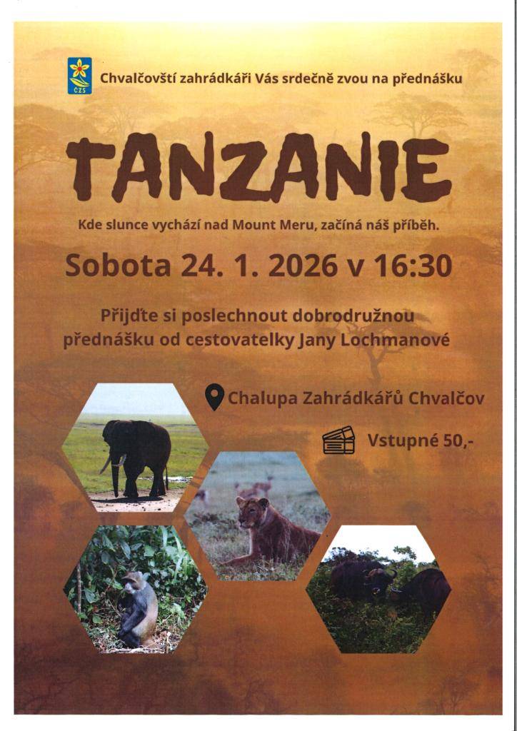 cestovatelská přednáška 24.1.2026 v 16:30 na Chalupě Zahrádkářů