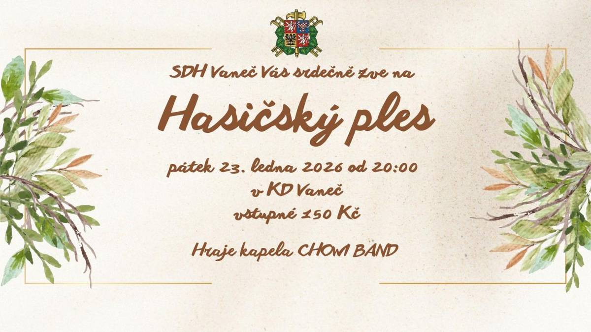 pátek 23. ledna 2026 od 20.00 hod v KD Vaneč