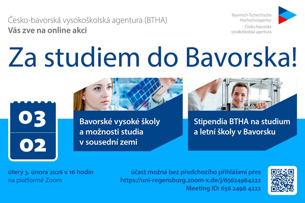 Stipendia na letní školy v Bavorsku a online akce „Za studiem do Bavorska“ dne 3. 2. 2026