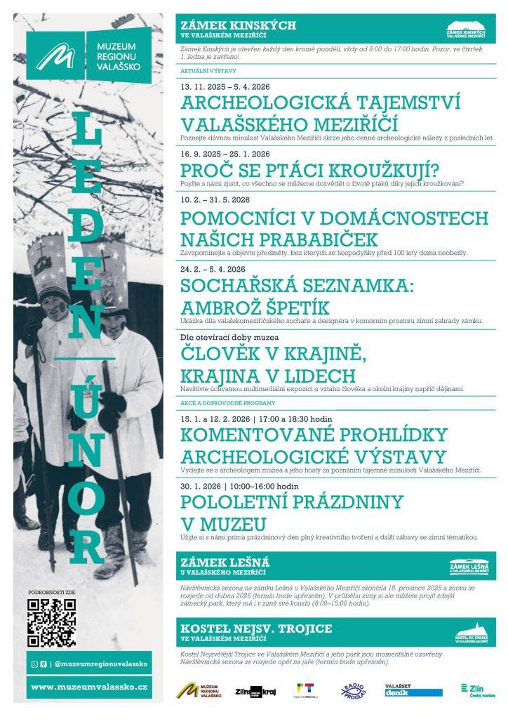 Programová nabídka zámku Kinských ve Valašském Meziříčí - leden, únor 2026