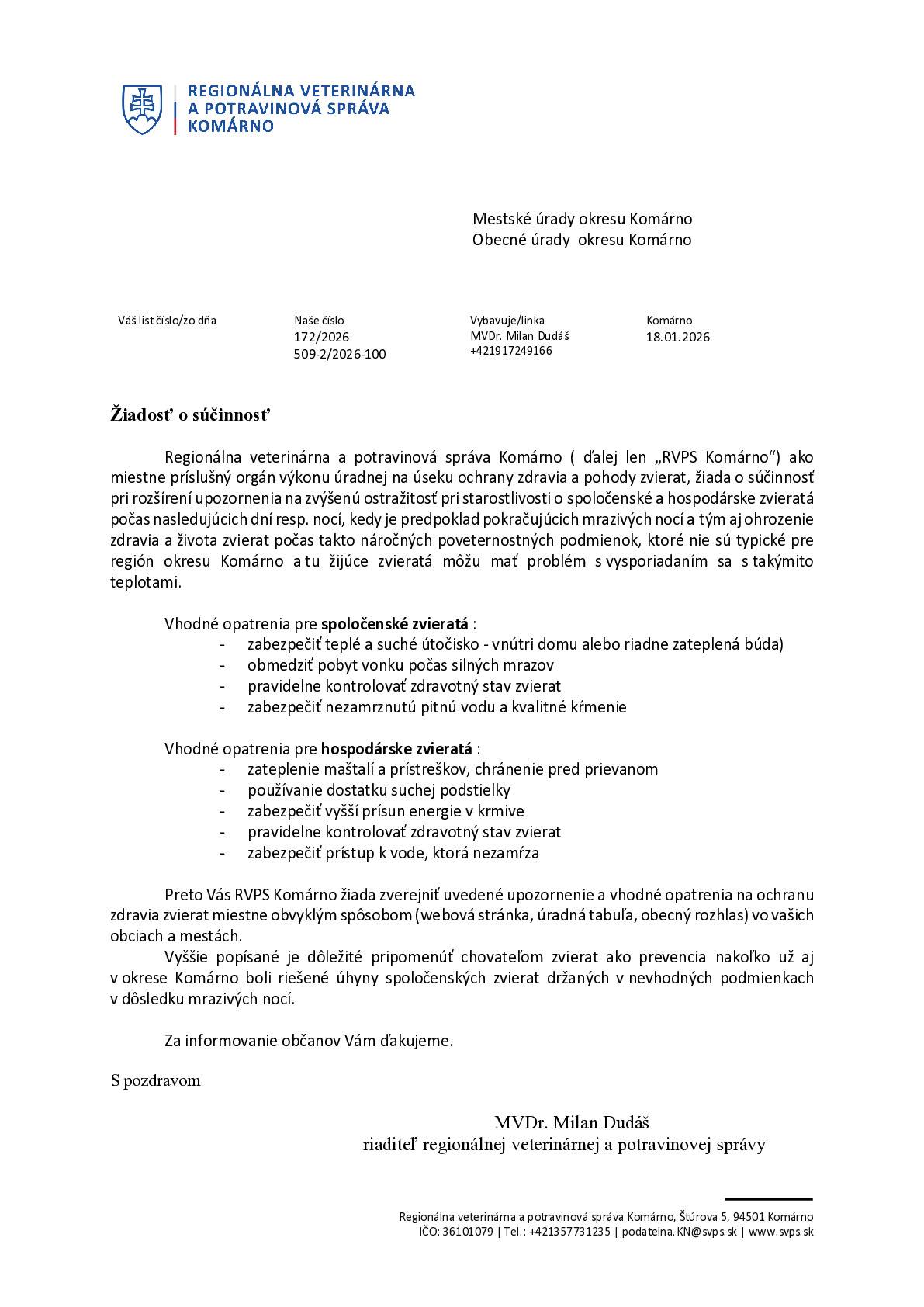 Opatrenia na ochranu zdravia zvierat mrazivých dní a nocí - Intézkedések az állatok egészségének védelmére fagyos napokon és éjszakáko