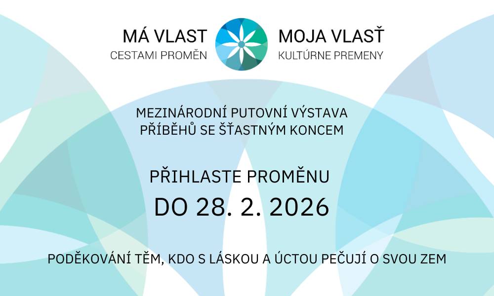 Podařila se vám zajímavá proměna? Přihlaste ji! ✨ ➡️ Výstava Má vlast cestami proměn už řadu let dokazuje, že sny o hezčích městech a vesnicích se dají proměnit ve skutečnost.  📸 Přináší příběhy a fotografie míst před a po rekonstrukci – od kapliček a škol až po náměstí, parky a krajinu.  Dejte o sobě vědět, inspirujte ostatní a získejte ocenění veřejnosti i odborné poroty architektů. 👏 Pojďme společně poděkovat všem, kdo s láskou a úctou pečují o svou zem. 💚
