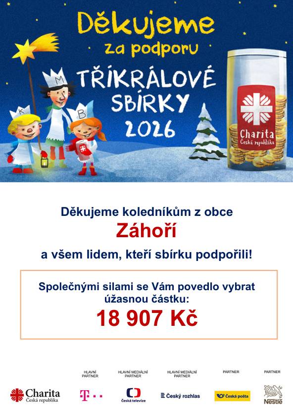 S potěšením předáváme srdečné poděkování od Charity Písek všem, kteří se zúčastnili letošní Tříkrálové sbírky.