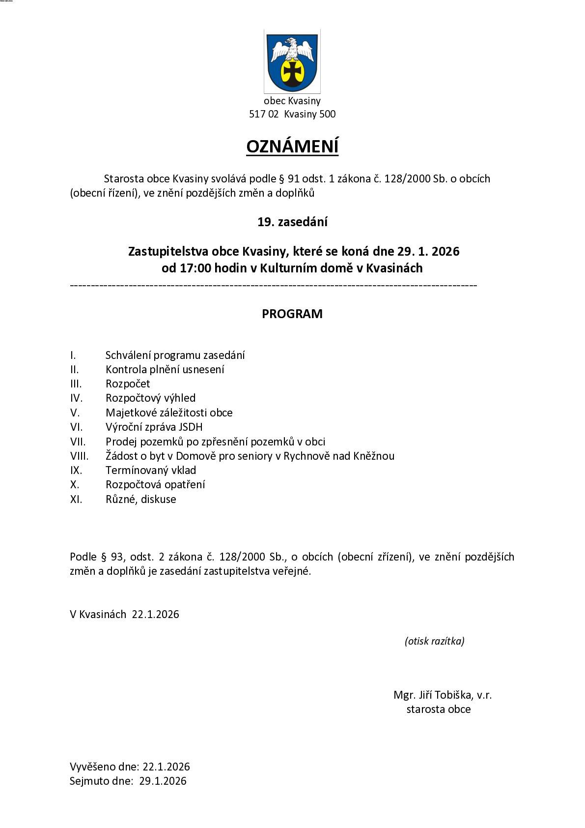 17.00 hod. KD Kvasiny