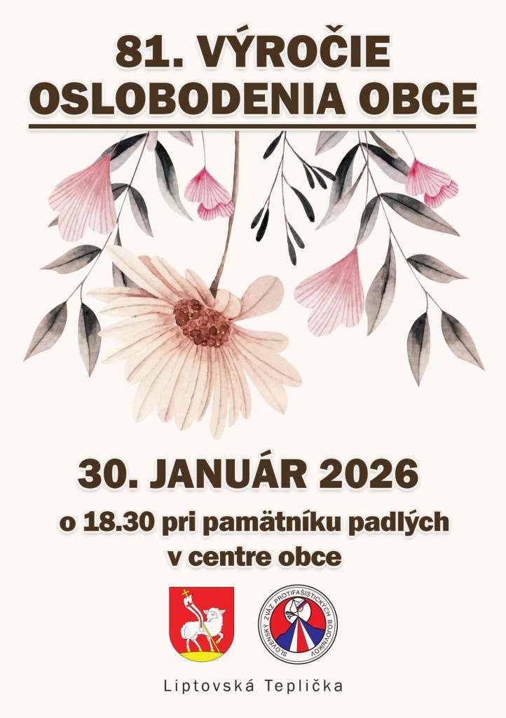 Piatok 30. januára o 18.30 hod. pri pamätníku v centre obce