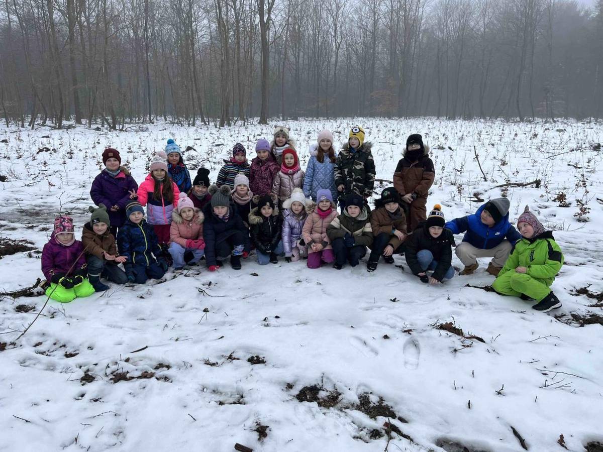 Na vycházce jsme měli možnost pozorovat stromy, keře, nejzajímavější bylo poznávání stop ve sněhu.
