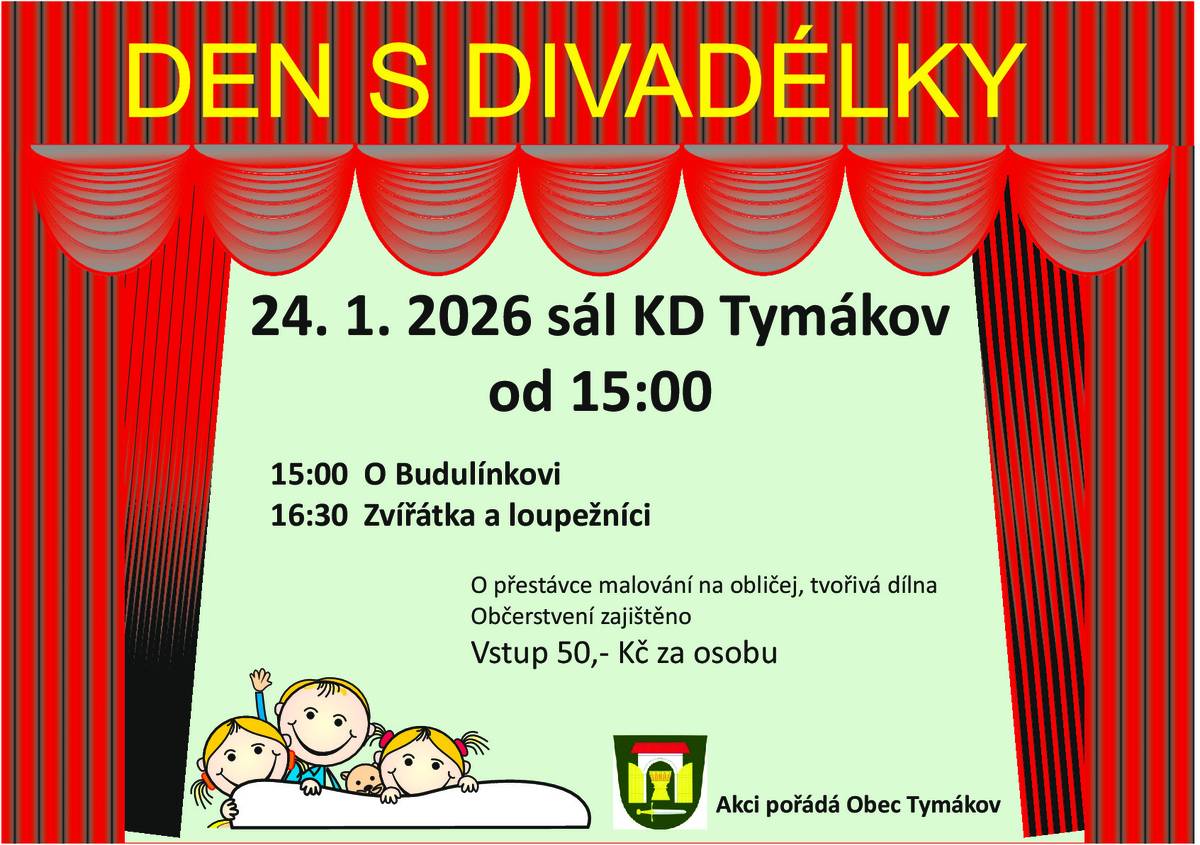 Den s divadélky Zveme všechny děti na zimní sobotní odpoledne s divadélky a zábavným tvořením. Tentokrát vystoupí Divadlo KAPSA Andělská hora. Těšíme se  na Vás.