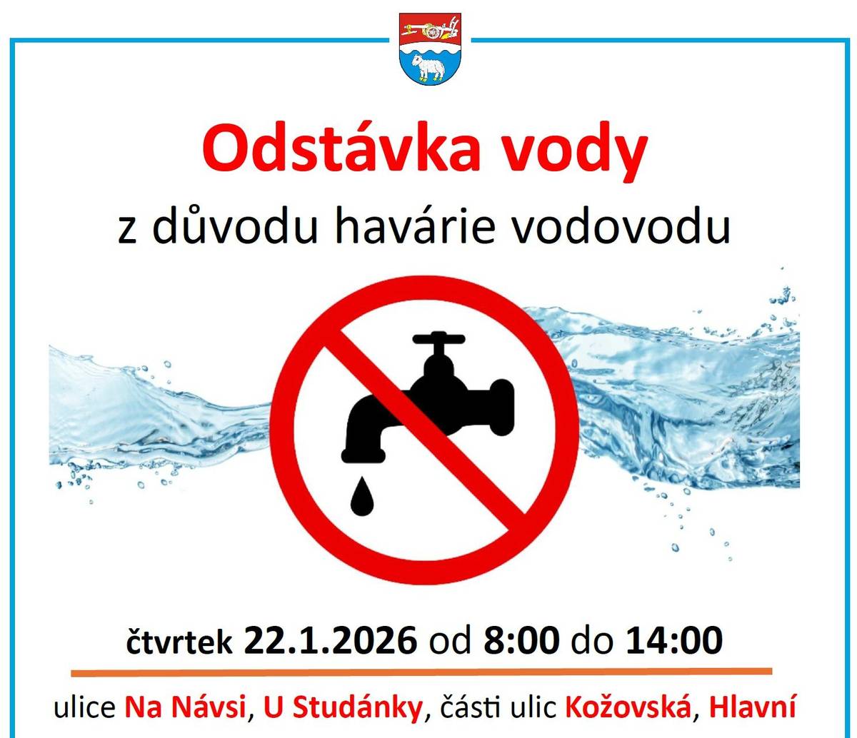 Oprava potrubí byla původně naplánována na středu 21.1., ale vlivem počasí se nepovedlo připravit výkopy pro realizaci opravy a odstávky. Tím pádem byly vodárny nuceny odstávku vody posunout na čtvrtek. Přijměte jejich omluvu za způsobené komplikace.