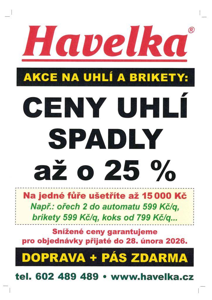 Ceny uhlí a briket Havelka