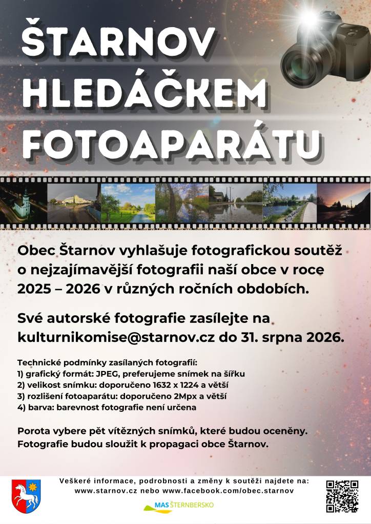 Obec Štarnov vyhlašuje soutěž o nejzajímavější fotografii naší obce.