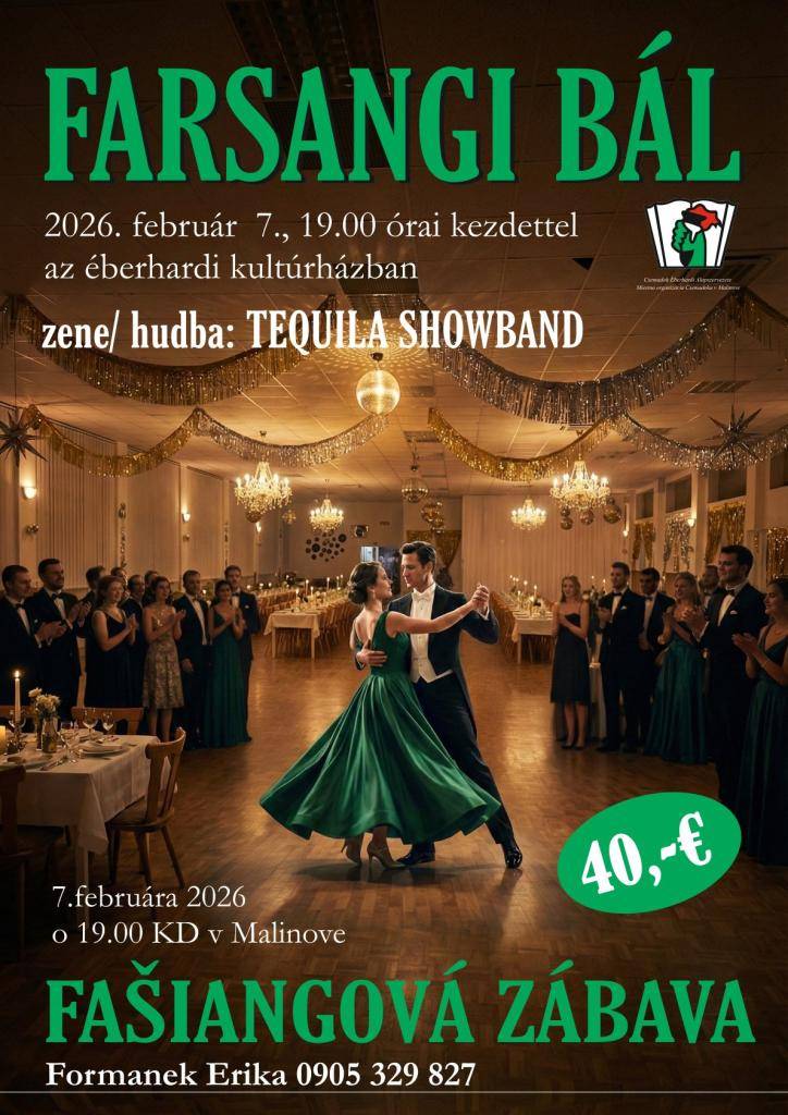 Miestna organizácia Csemadoku Vás srdečne pozýva na    fašiangovú zábavu, ktorá sa bude konať 7. februára 2026 o 19:00 hod. v kultúrnom dome v Malinove.