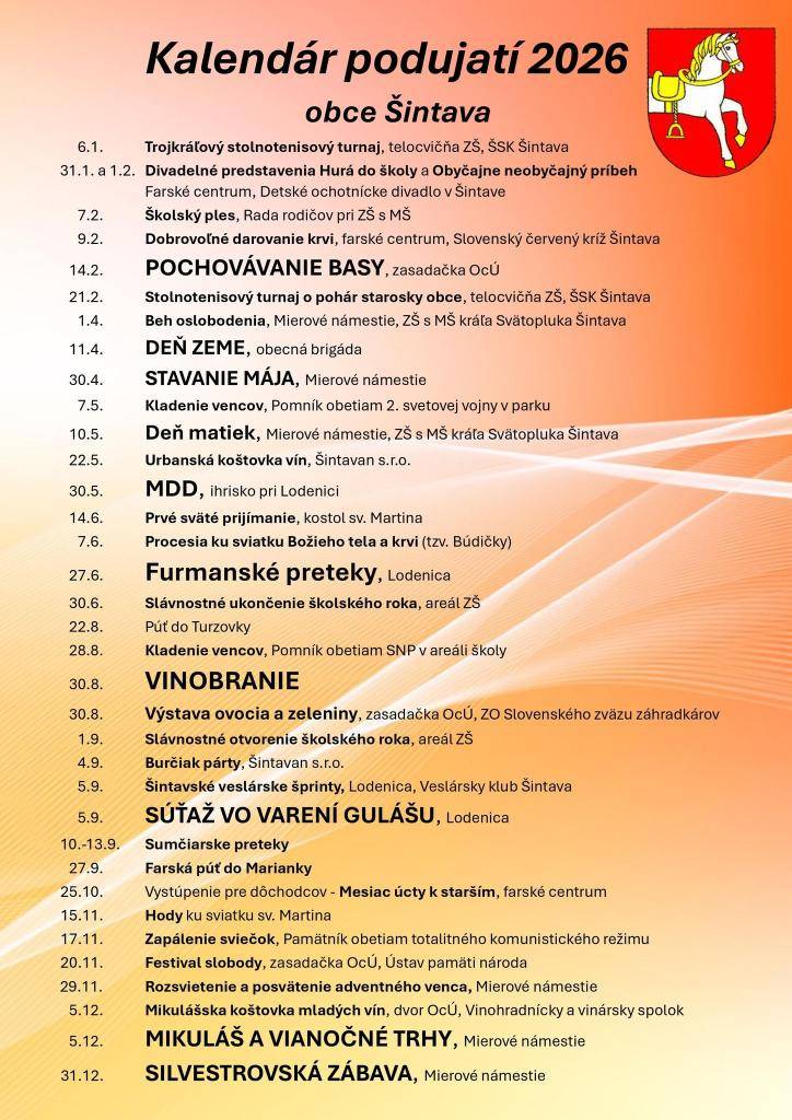 Plagát - Kalendár kultúrnych podujatí 2026